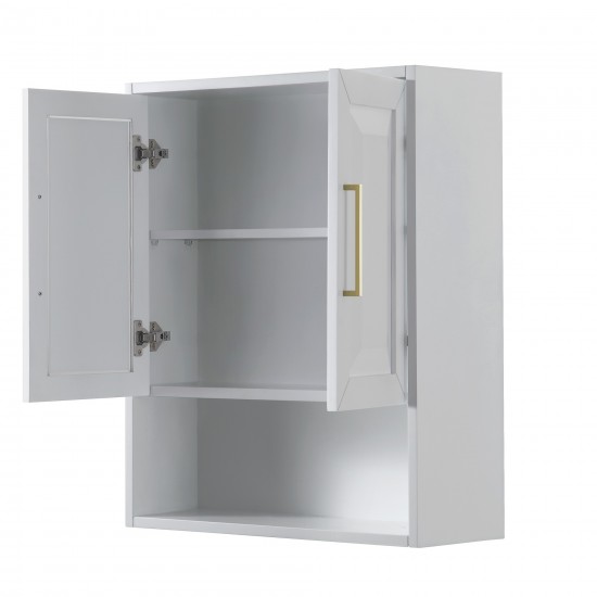 Daria Over-the-Toilet Wall-Mounted Storage Cabinet in White, Brushed Gold Trim