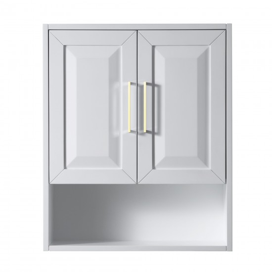 Daria Over-the-Toilet Wall-Mounted Storage Cabinet in White, Brushed Gold Trim