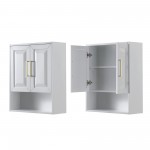 Daria Over-the-Toilet Wall-Mounted Storage Cabinet in White, Brushed Gold Trim