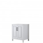 Daria 30" Single Vanity in White, No Top, No Sink, Matte Black Trim