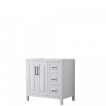 Daria 36" Single Vanity in White, No Top, No Sink, Matte Black Trim