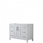 Daria 48" Single Vanity in White, No Top, No Sink, Matte Black Trim