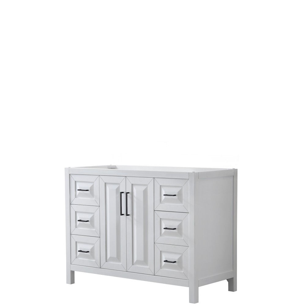 Daria 48" Single Vanity in White, No Top, No Sink, Matte Black Trim