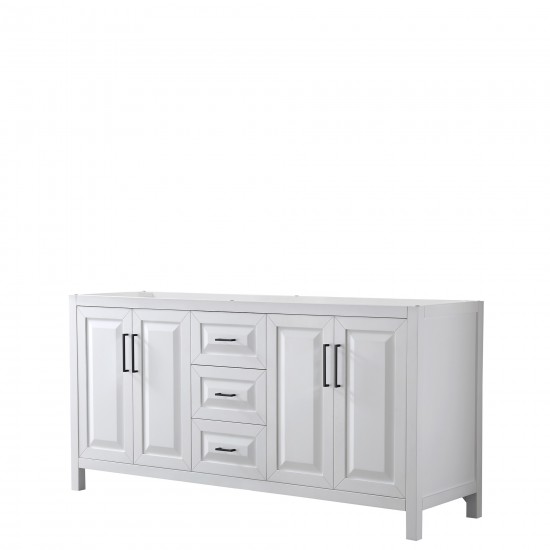 Daria 72" Double Vanity in White, No Top, No Sink, Matte Black Trim