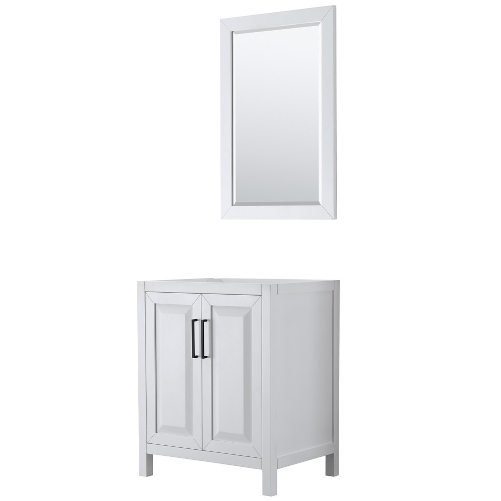 Daria 30" Single Vanity in White, No Top, No Sink, Matte Black Trim, 24" Mirror Daria 30" Single Vanity in White, No Top, No Sink, Matte Black Trim, 24" Mirror
