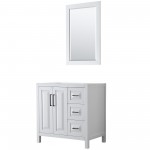 Daria 36" Single Vanity in White, No Top, No Sink, Matte Black Trim, 24" Mirror