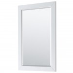 Daria 36" Single Vanity in White, No Top, No Sink, Matte Black Trim, 24" Mirror