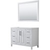 Daria 48" Single Vanity in White, No Top, No Sink, Matte Black Trim, 46" Mirror