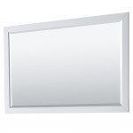 Daria 60" Single Vanity in White, No Top, No Sink, Matte Black Trim, 58" Mirror