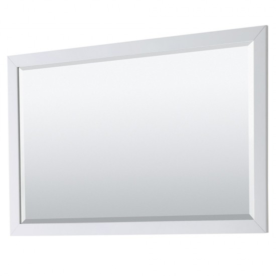 Daria 60" Double Vanity in White, No Top, No Sink, Matte Black Trim, 58" Mirror