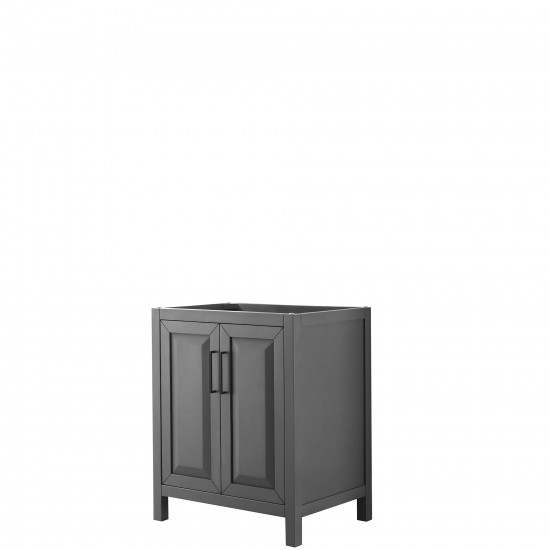 Daria 30" Single Vanity in Dark Gray, No Top, No Sink, Matte Black Trim