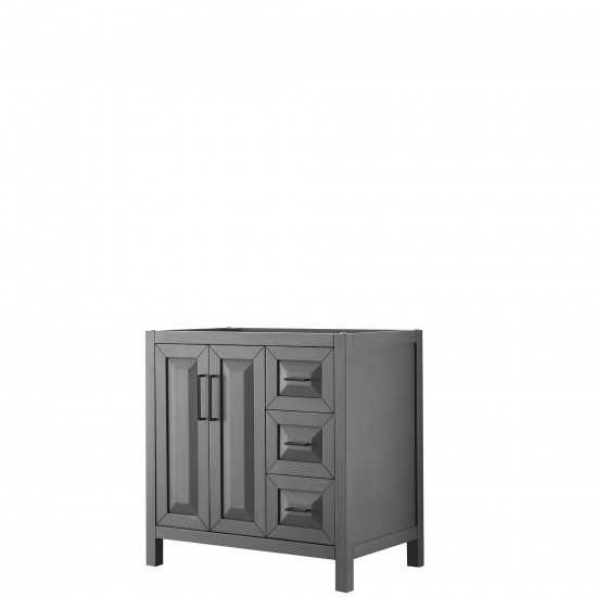 Daria 36" Single Vanity in Dark Gray, No Top, No Sink, Matte Black Trim