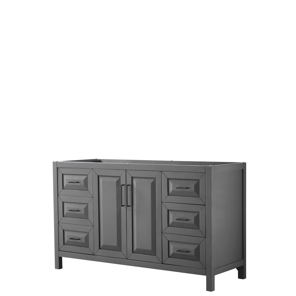 Daria 60" Single Vanity in Dark Gray, No Top, No Sink, Matte Black Trim