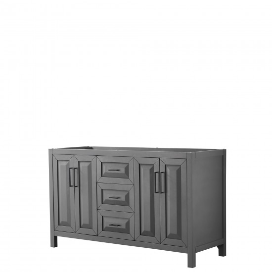 Daria 60" Double Vanity in Dark Gray, No Top, No Sink, Matte Black Trim