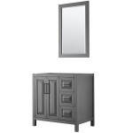 Daria 36" Single Vanity in Dark Gray, No Top, Matte Black Trim, 24" Mirror