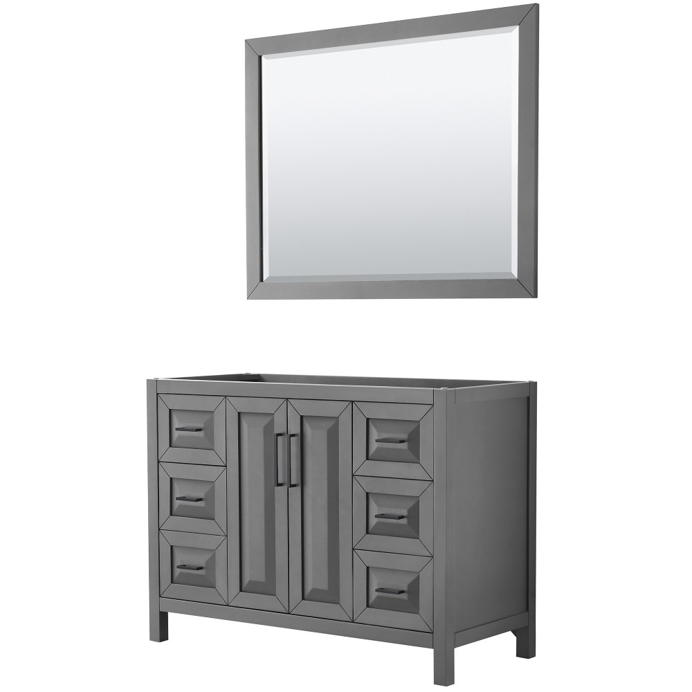 Daria 48" Single Vanity in Dark Gray, No Top, Matte Black Trim, 46" Mirror