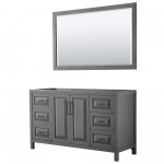 Daria 60" Single Vanity in Dark Gray, No Top, Matte Black Trim, 58" Mirror