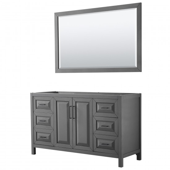 Daria 60" Single Vanity in Dark Gray, No Top, Matte Black Trim, 58" Mirror