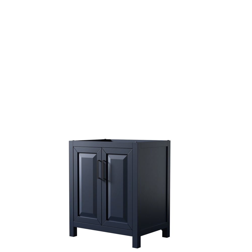 Daria 30" Single Vanity in Dark Blue, No Top, No Sink, Matte Black Trim