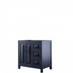 Daria 36" Single Vanity in Dark Blue, No Top, No Sink, Matte Black Trim