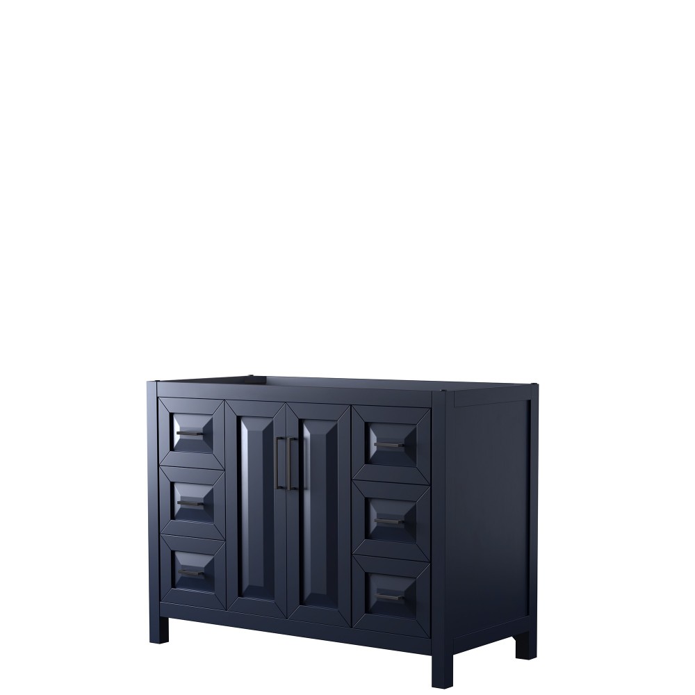 Daria 48" Single Vanity in Dark Blue, No Top, No Sink, Matte Black Trim