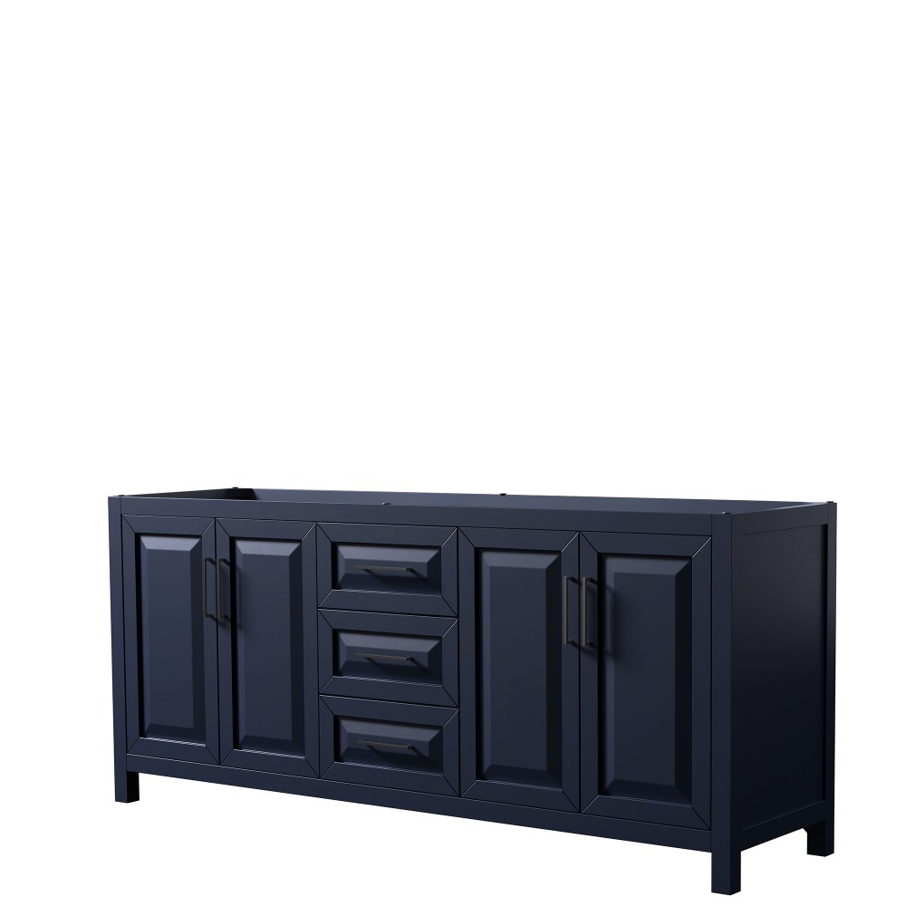 Daria 80" Double Vanity in Dark Blue, No Top, No Sink, Matte Black Trim Daria 80" Double Vanity in Dark Blue, No Top, No Sink, Matte Black Trim