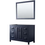 Daria 48" Single Vanity in Dark Blue, No Top, Matte Black Trim, 46" Mirror