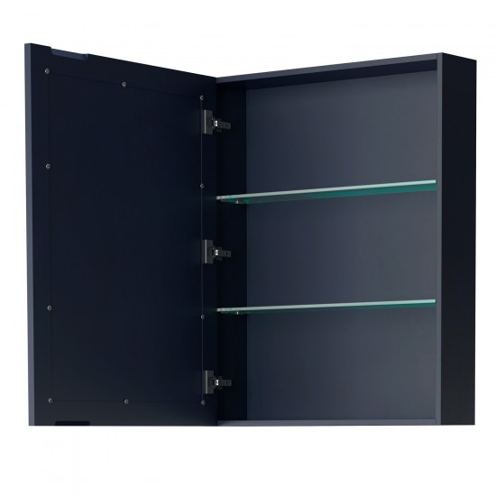 Daria 48" Single Vanity in Dark Blue, No Top, Matte Black Trim, Medicine Cabinet