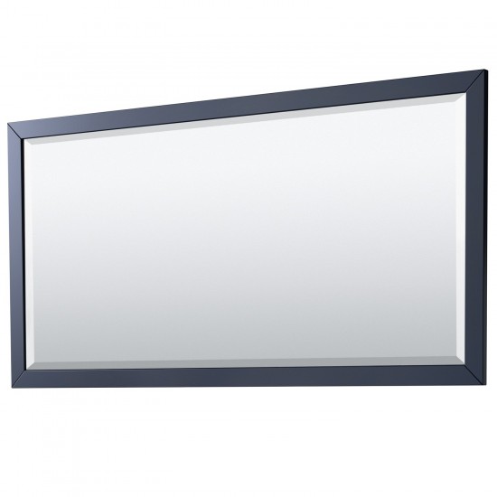 Daria 72" Double Vanity in Dark Blue, No Top, Matte Black Trim, 70" Mirror