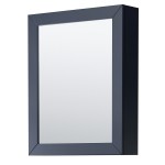 Daria 72" Dark Blue Double Vanity, No Top, Matte Black Trim, Medicine Cabinets