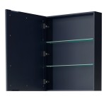 Daria 72" Dark Blue Double Vanity, No Top, Matte Black Trim, Medicine Cabinets