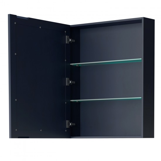 Daria 72" Dark Blue Double Vanity, No Top, Matte Black Trim, Medicine Cabinets