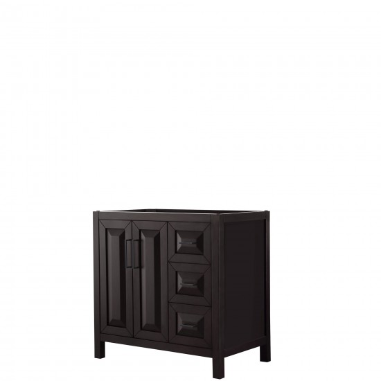 Daria 36" Single Vanity in Dark Espresso, No Top, No Sink, Matte Black Trim