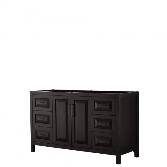 Daria 60" Single Vanity in Dark Espresso, No Top, No Sink, Matte Black Trim