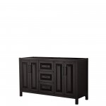 Daria 60" Double Vanity in Dark Espresso, No Top, No Sink, Matte Black Trim