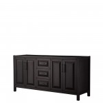 Daria 72" Double Vanity in Dark Espresso, No Top, No Sink, Matte Black Trim