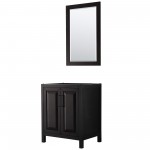 Daria 30" Single Vanity in Dark Espresso, No Top, Matte Black Trim, 24" Mirror