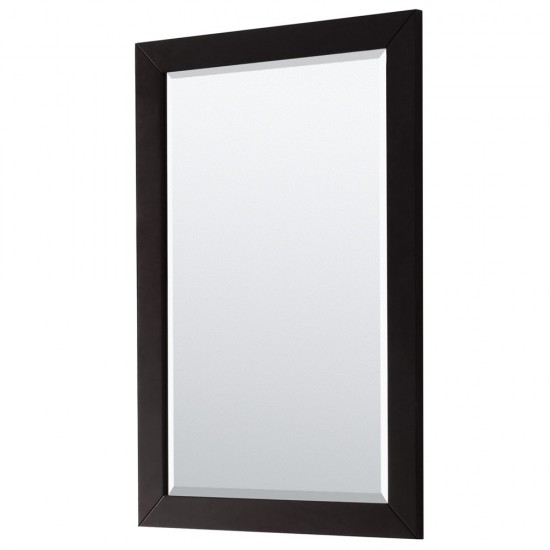 Daria 30" Single Vanity in Dark Espresso, No Top, Matte Black Trim, 24" Mirror