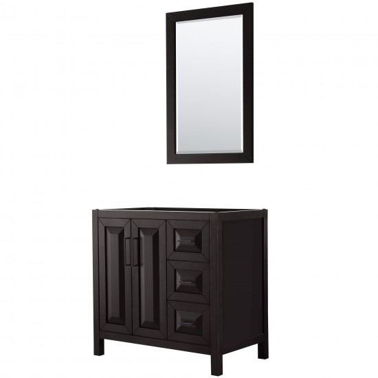 Daria 36" Single Vanity in Dark Espresso, No Top, Matte Black Trim, 24" Mirror