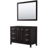 Daria 48" Single Vanity in Dark Espresso, No Top, Matte Black Trim, 46" Mirror