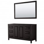 Daria 60" Single Vanity in Dark Espresso, No Top, Matte Black Trim, 58" Mirror