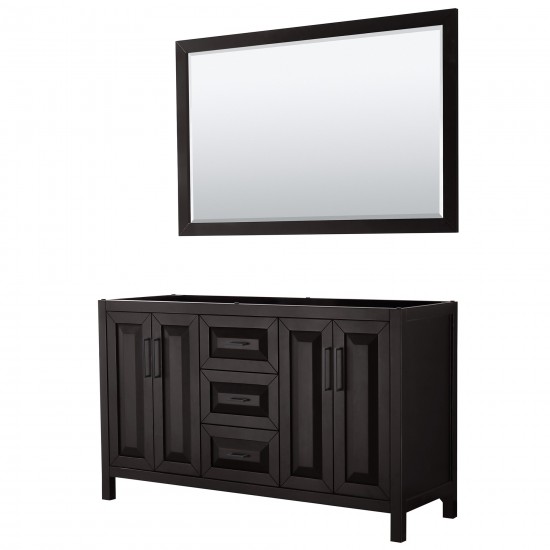 Daria 60" Double Vanity in Dark Espresso, No Top, Matte Black Trim, 58" Mirror