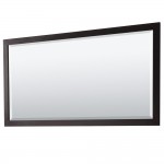 Daria 80" Double Vanity in Dark Espresso, No Top, Matte Black Trim, 70" Mirror