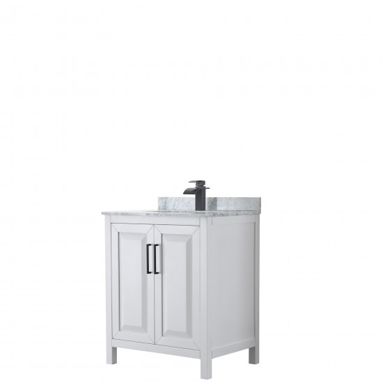 Daria 30" Single Vanity in White, Top, Square Sink, Matte Black Trim