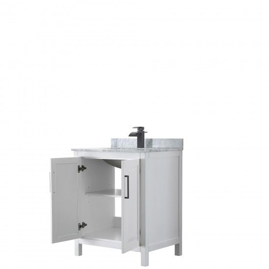 Daria 30" Single Vanity in White, Top, Square Sink, Matte Black Trim