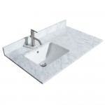 Daria 36" Single Vanity in White, Top, Square Sink, Matte Black Trim, 24" Mirror