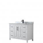 Daria 48" Single Vanity in White, Top, Square Sink, Matte Black Trim