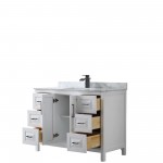 Daria 48" Single Vanity in White, Top, Square Sink, Matte Black Trim