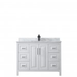 Daria 48" Single Vanity in White, Top, Square Sink, Matte Black Trim