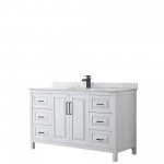 Daria 60" Single Vanity in White, Top, Square Sink, Matte Black Trim